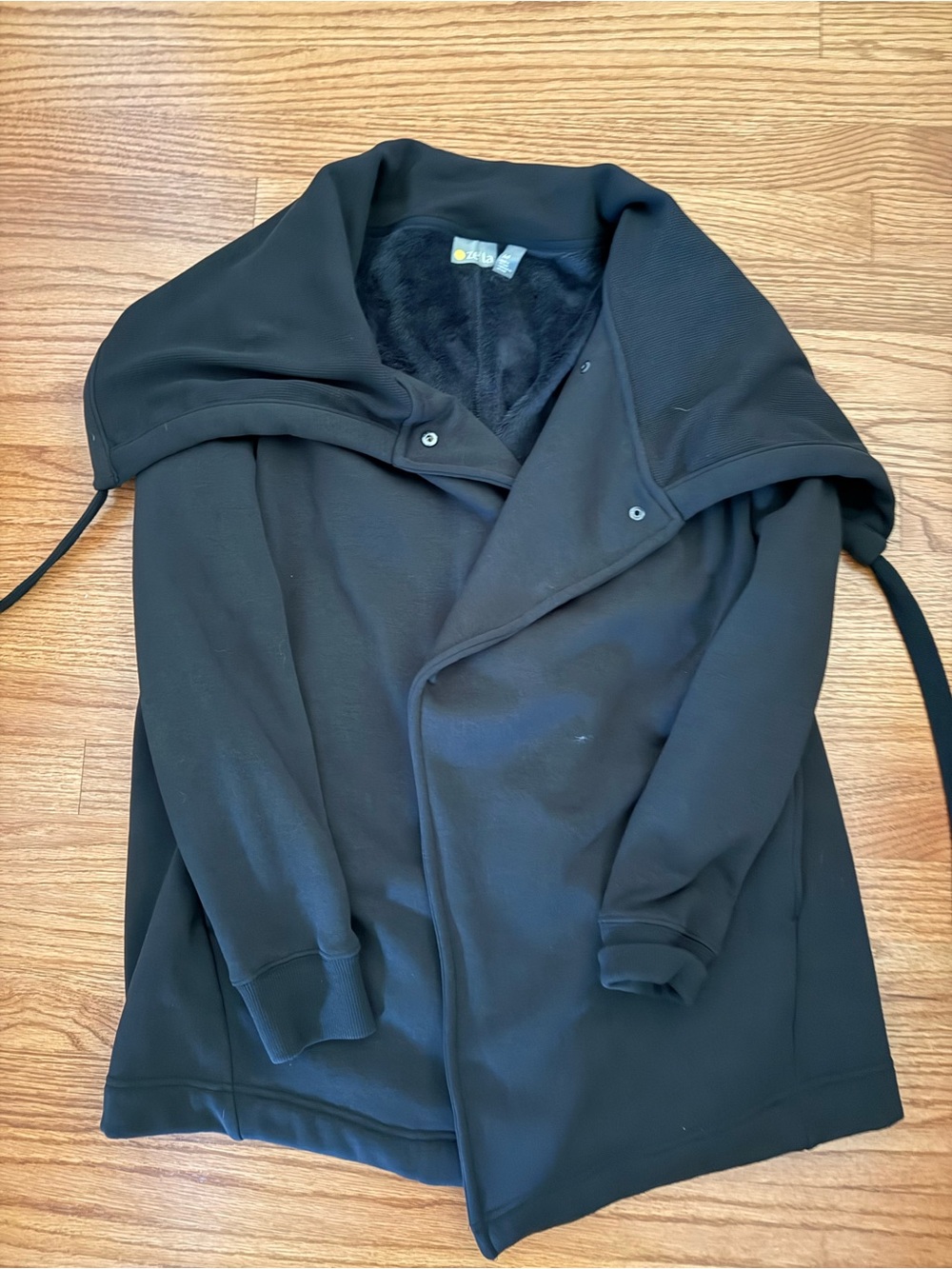 Zella fleece Black Hooded Jacket - Cozy Zip-Front Layer